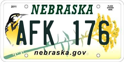 NE license plate AFK176