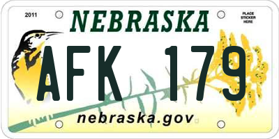 NE license plate AFK179