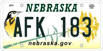 NE license plate AFK183