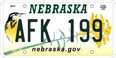 NE license plate AFK199