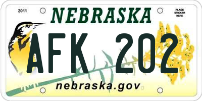 NE license plate AFK202
