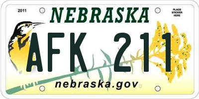NE license plate AFK211