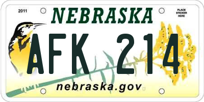NE license plate AFK214