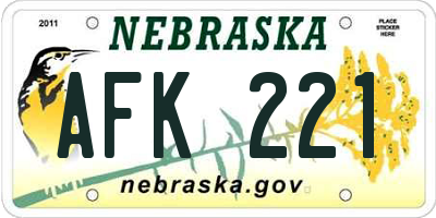 NE license plate AFK221