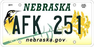 NE license plate AFK251