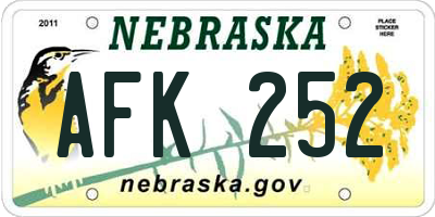 NE license plate AFK252
