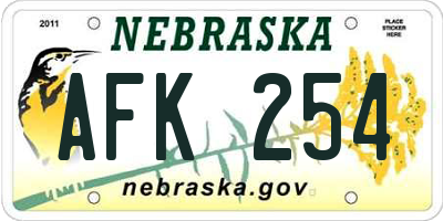 NE license plate AFK254