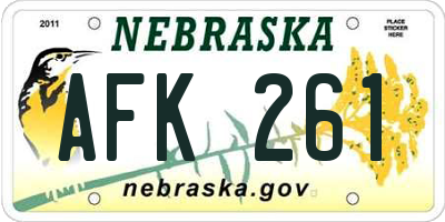 NE license plate AFK261