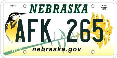 NE license plate AFK265