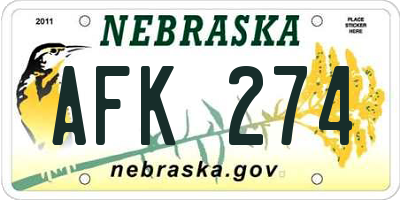 NE license plate AFK274