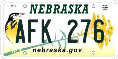 NE license plate AFK276
