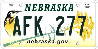 NE license plate AFK277