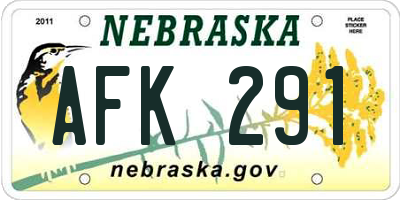 NE license plate AFK291