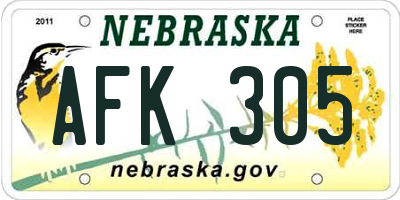 NE license plate AFK305