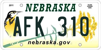 NE license plate AFK310