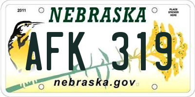 NE license plate AFK319