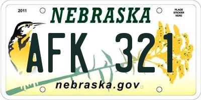NE license plate AFK321