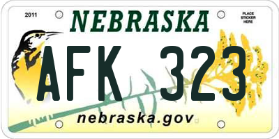 NE license plate AFK323