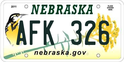 NE license plate AFK326