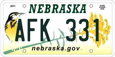 NE license plate AFK331