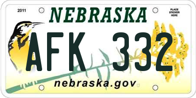 NE license plate AFK332