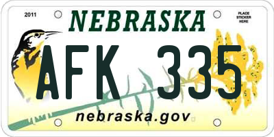NE license plate AFK335
