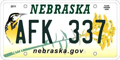NE license plate AFK337