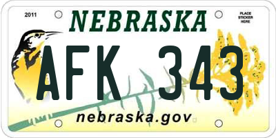 NE license plate AFK343