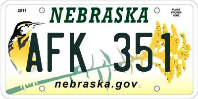 NE license plate AFK351