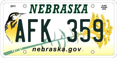 NE license plate AFK359