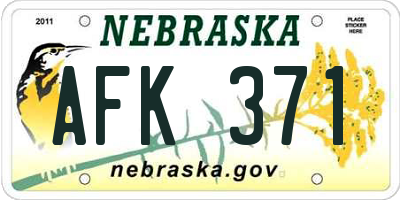 NE license plate AFK371