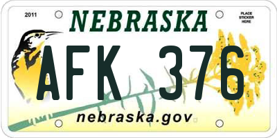 NE license plate AFK376