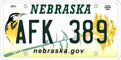 NE license plate AFK389