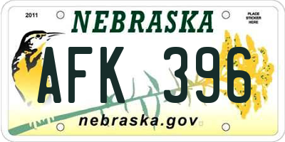 NE license plate AFK396