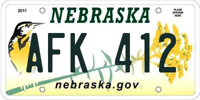 NE license plate AFK412