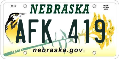 NE license plate AFK419