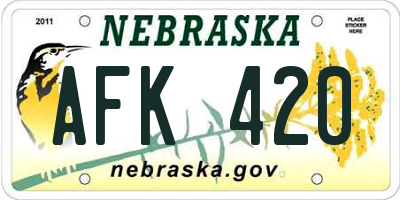 NE license plate AFK420