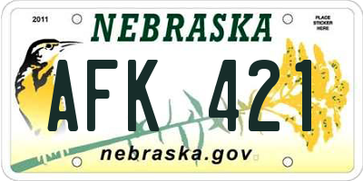 NE license plate AFK421