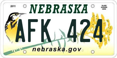 NE license plate AFK424