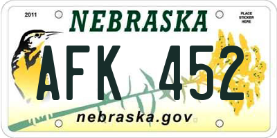 NE license plate AFK452