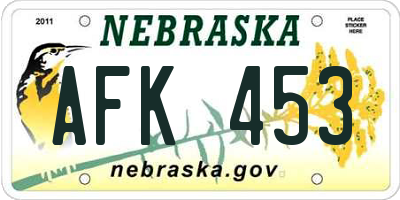 NE license plate AFK453
