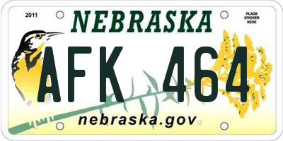 NE license plate AFK464
