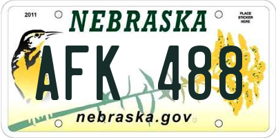 NE license plate AFK488