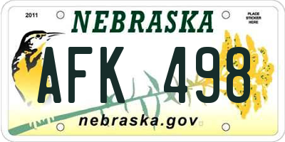 NE license plate AFK498