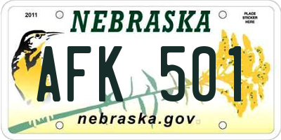 NE license plate AFK501