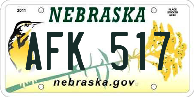 NE license plate AFK517