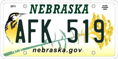 NE license plate AFK519