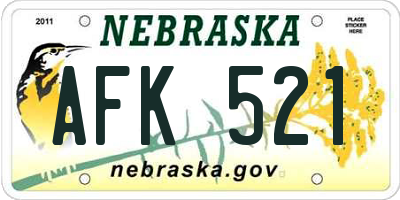 NE license plate AFK521