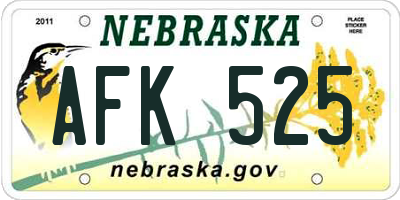 NE license plate AFK525