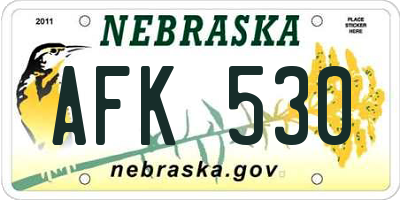 NE license plate AFK530